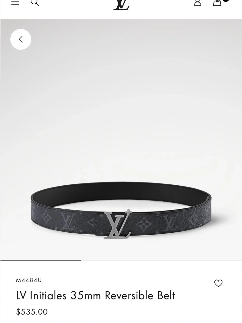 Louis Vuitton Monogram Eclipse Reversible Belt with Silver LV Buckle w dustbag